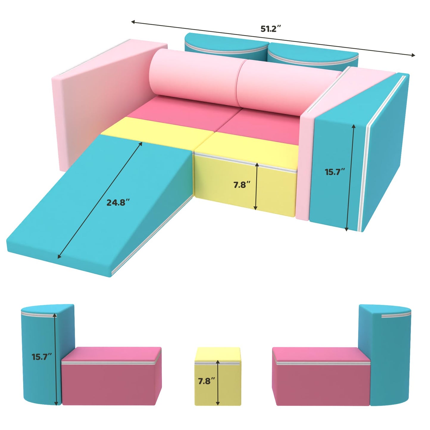 12PCS Kids Modular Play Couch Set