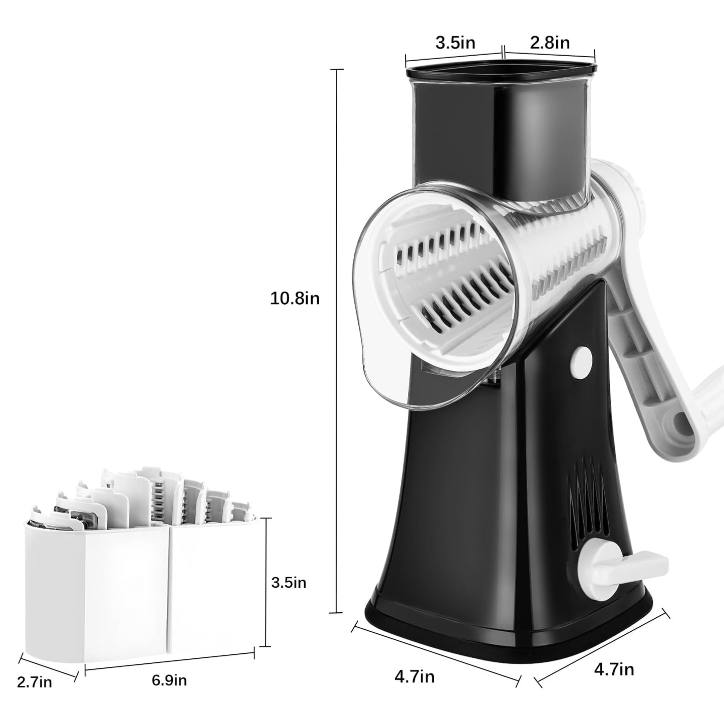 5-in-1 Rotary Cheese Grater with Stainless Blades