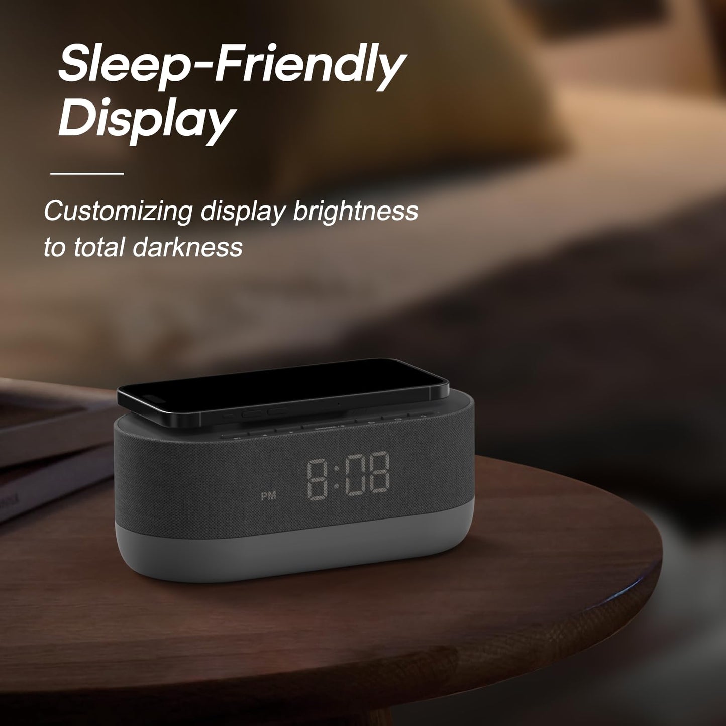 Wireless Charging Alarm Clock with Bluetooth Speaker