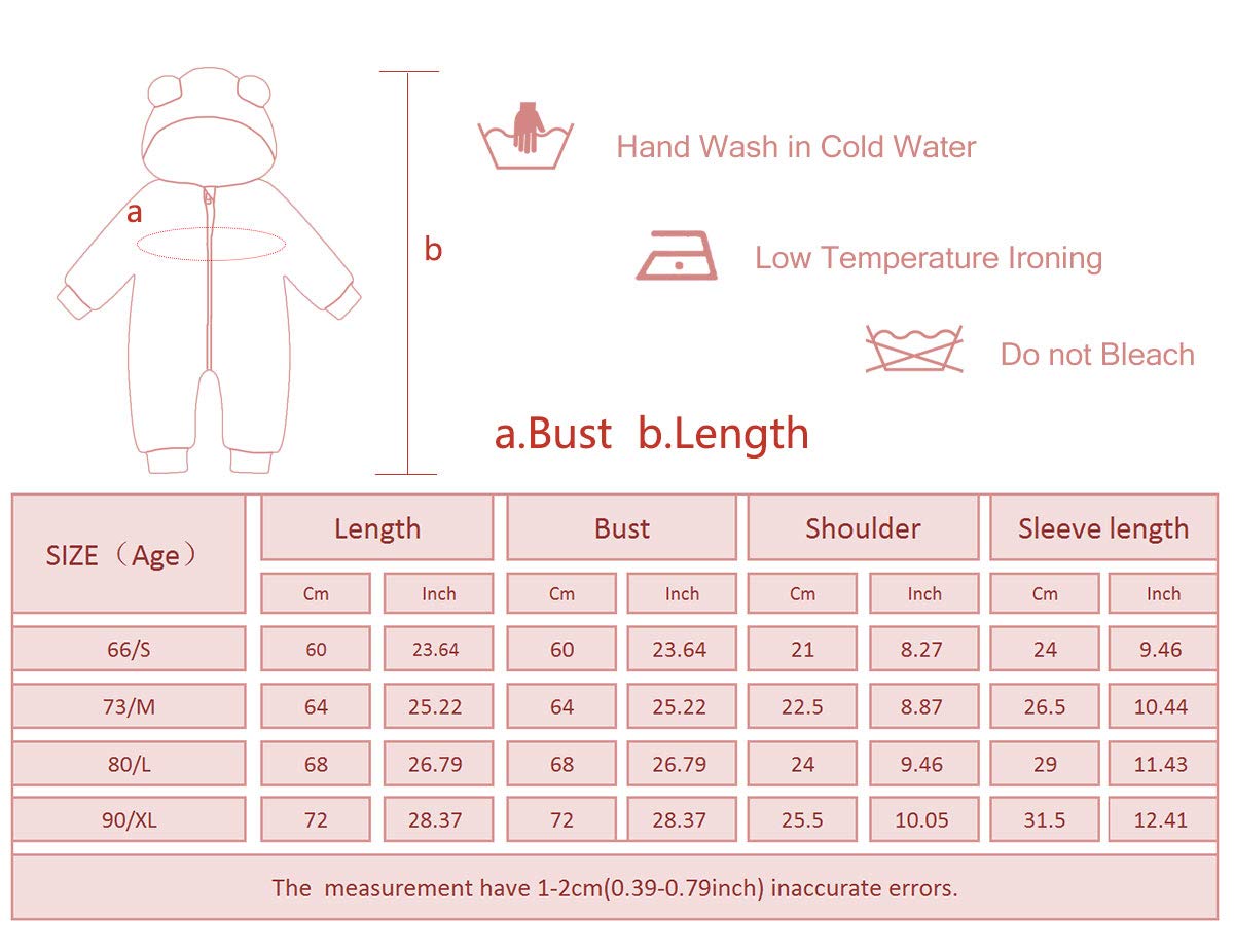 Happy Cherry Baby Hooded Puffer Jacket Jumpsuit Long Sleeve Romper Winter Snowsuit Coat Zipper One-Piece Outwear Down Coats 18-24 Months Black