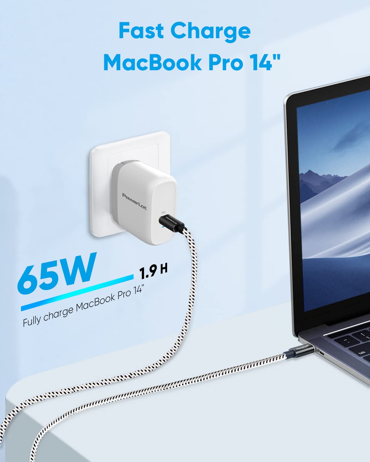 65W GaN USB C Charger with 6ft Cable