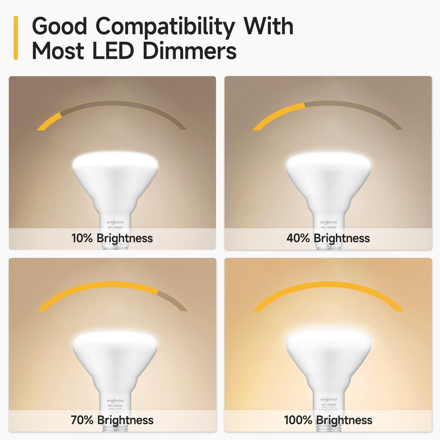 4-Pack SHINESTAR Dimmable LED Recessed Light Bulbs