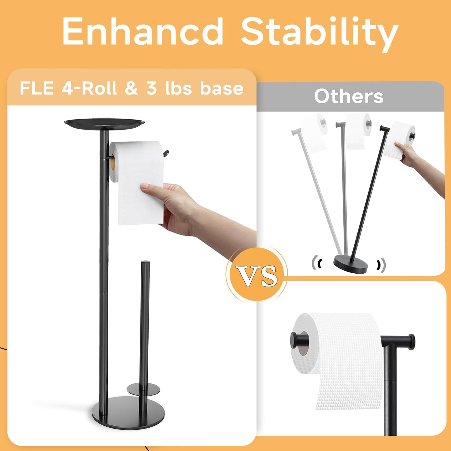 Free Standing Toilet Paper Holder with Shelf
