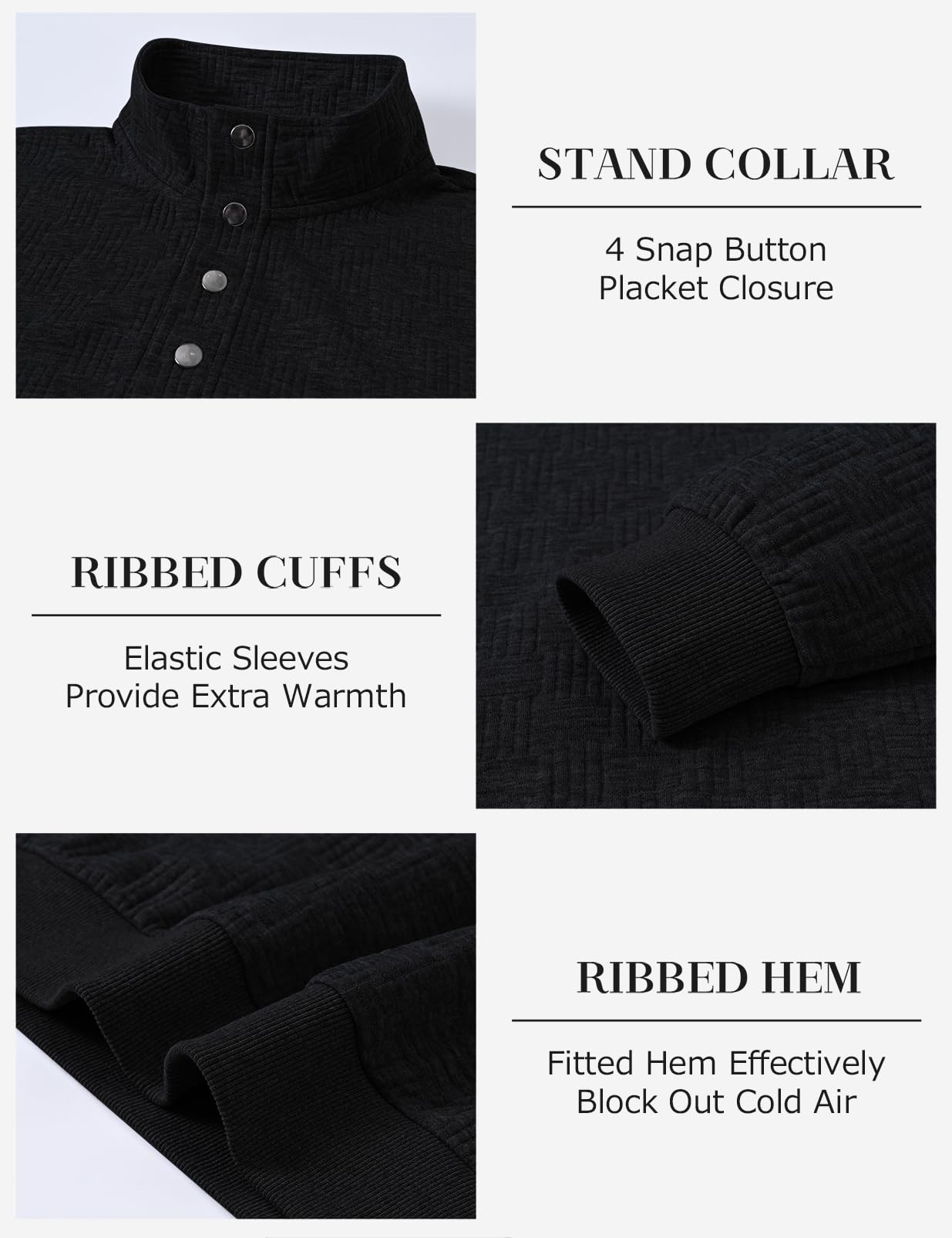 Men's Quilted Sweatshirt Pullover Long Sleeve