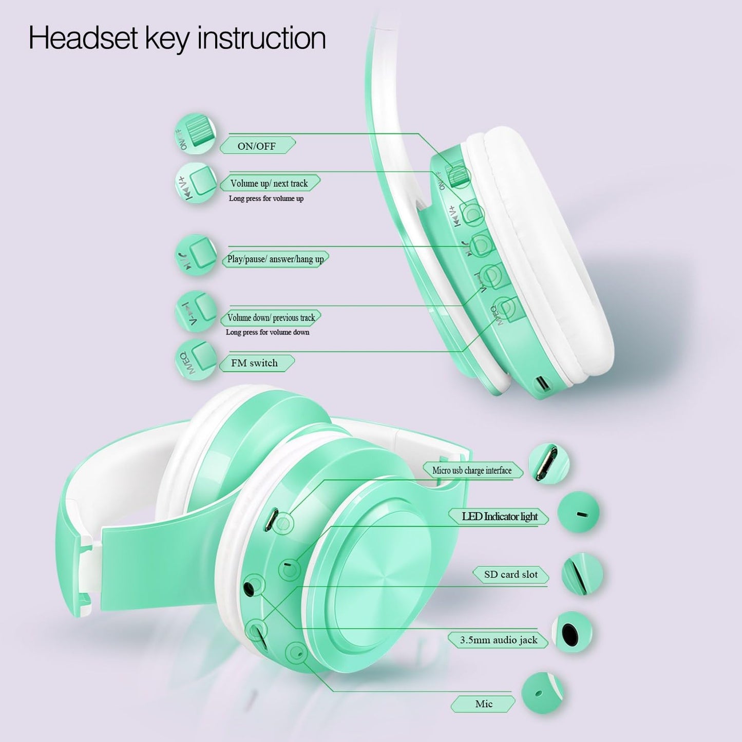 Bluetooth Over-Ear Headphones with FM & Micro SD
