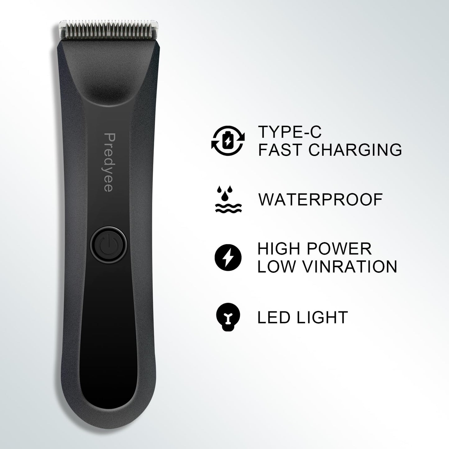 Predyee Electric Groin Hair Trimmer - Replaceable Ceramic Blade Heads, Waterproof Wet/Dry Clippers - Ultimate Male Body Hair Razor