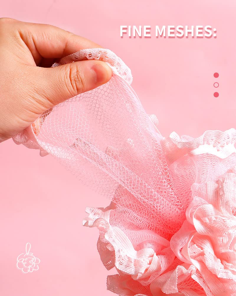 Carrie Joe Bath Loofah Sponge Soft Mesh Shower Puffs for Body Wash Bath Sponge Body Scrub for Women & Men Body Exfoliator-Bathing Accessories