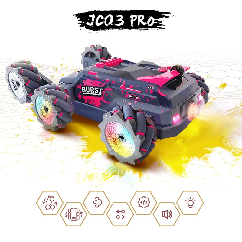 Remote Control Car for Kids, Gesture Sensing RC Stunt Car with Spray Fog Steam 2.4GHz 4WD Toy Cars 360° Rotation Drift Hand Controlled Remote Control Cars with Lights Music for 6-12 yr Boys Girls Red
