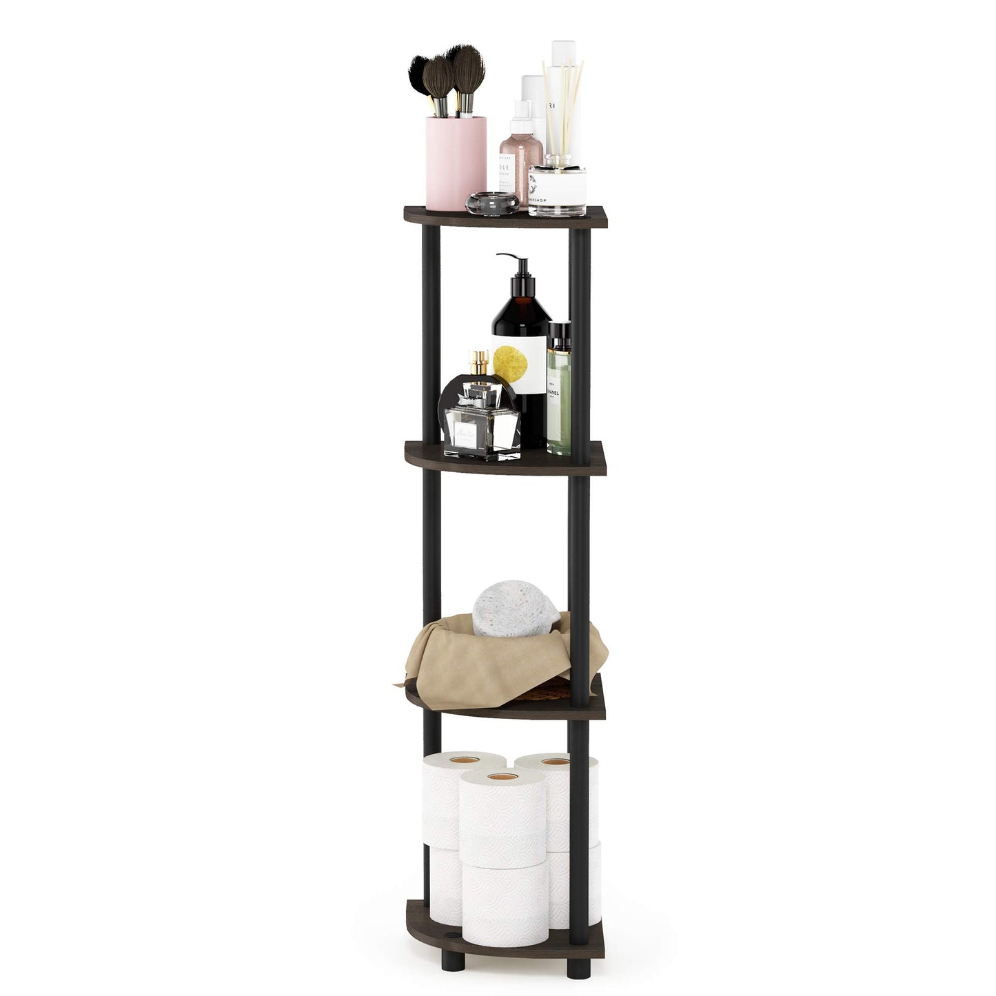 Furinno 4-Tier Corner Display Rack, Dark Brown