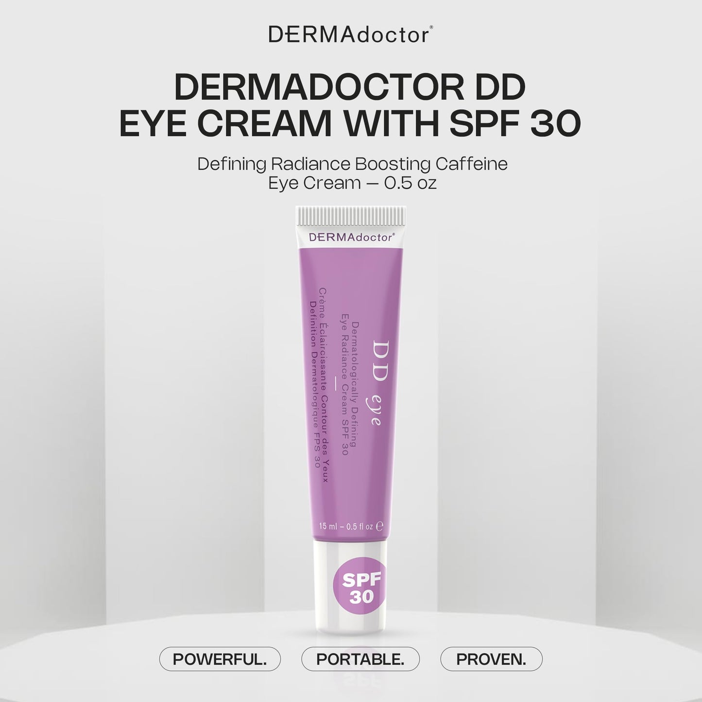 DERMAdoctor DD Caffeine Eye Cream for Dark Circles, Illuminator, Anti Aging, Eye Cream with SPF 30 for Puffiness, Bags Under Eyes, Defining Radiance Under Eyes Cream; Dermatologist Formulated - 0.5 oz