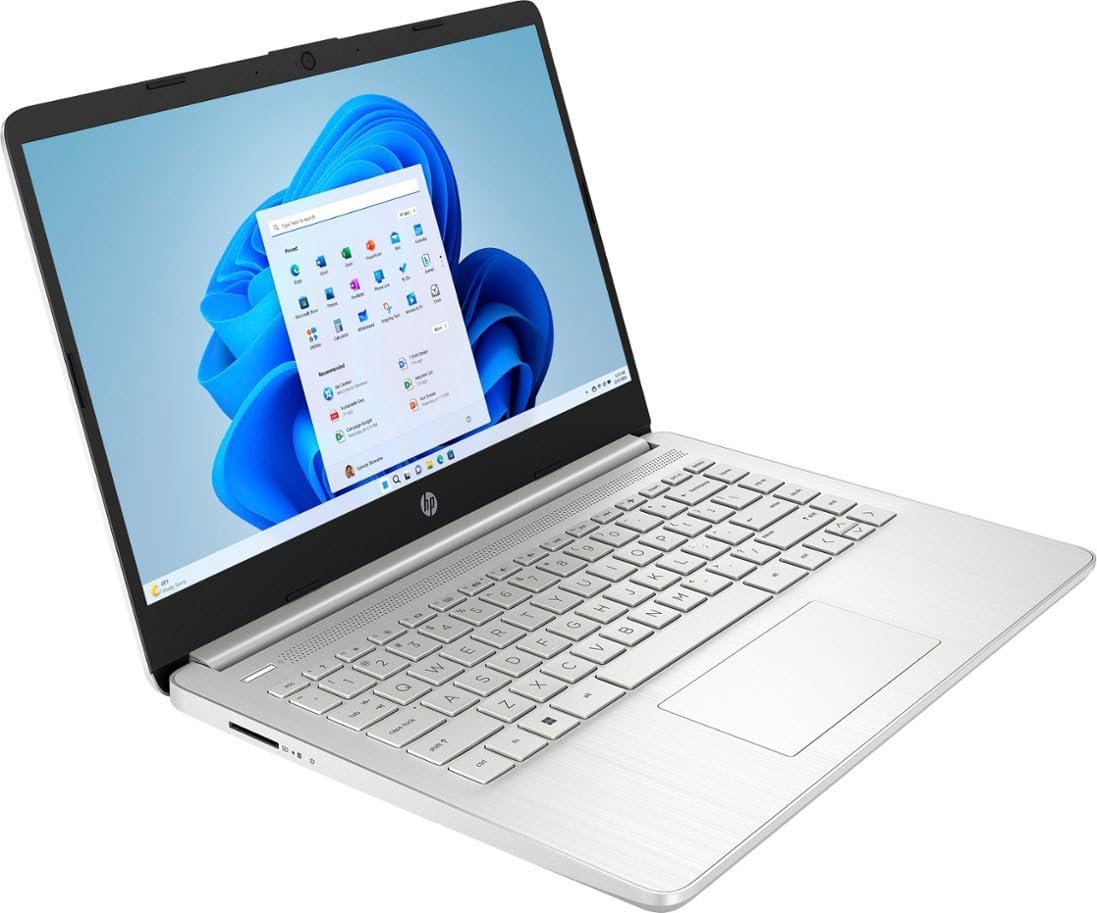 HP 14" Laptop Ultral Light for Students and Business, Quad-Core Intel Celeron Processor, 16GB RAM, 256GB Storage (128GB eMMC + 128GB Ghost Manta SD Card), HDMI, WiFi, USB-A&C, Win 11