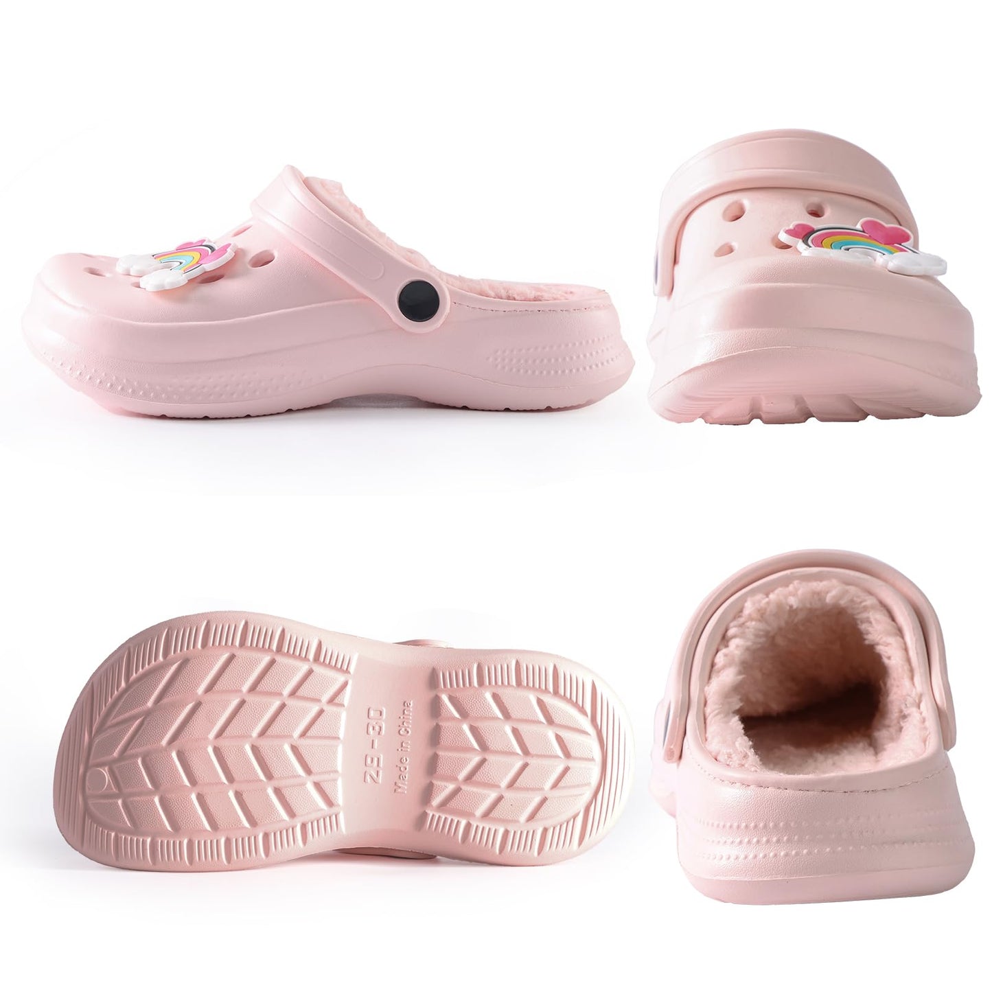 Petmundo Toddler Pink Fleece Lined Winter Clogs