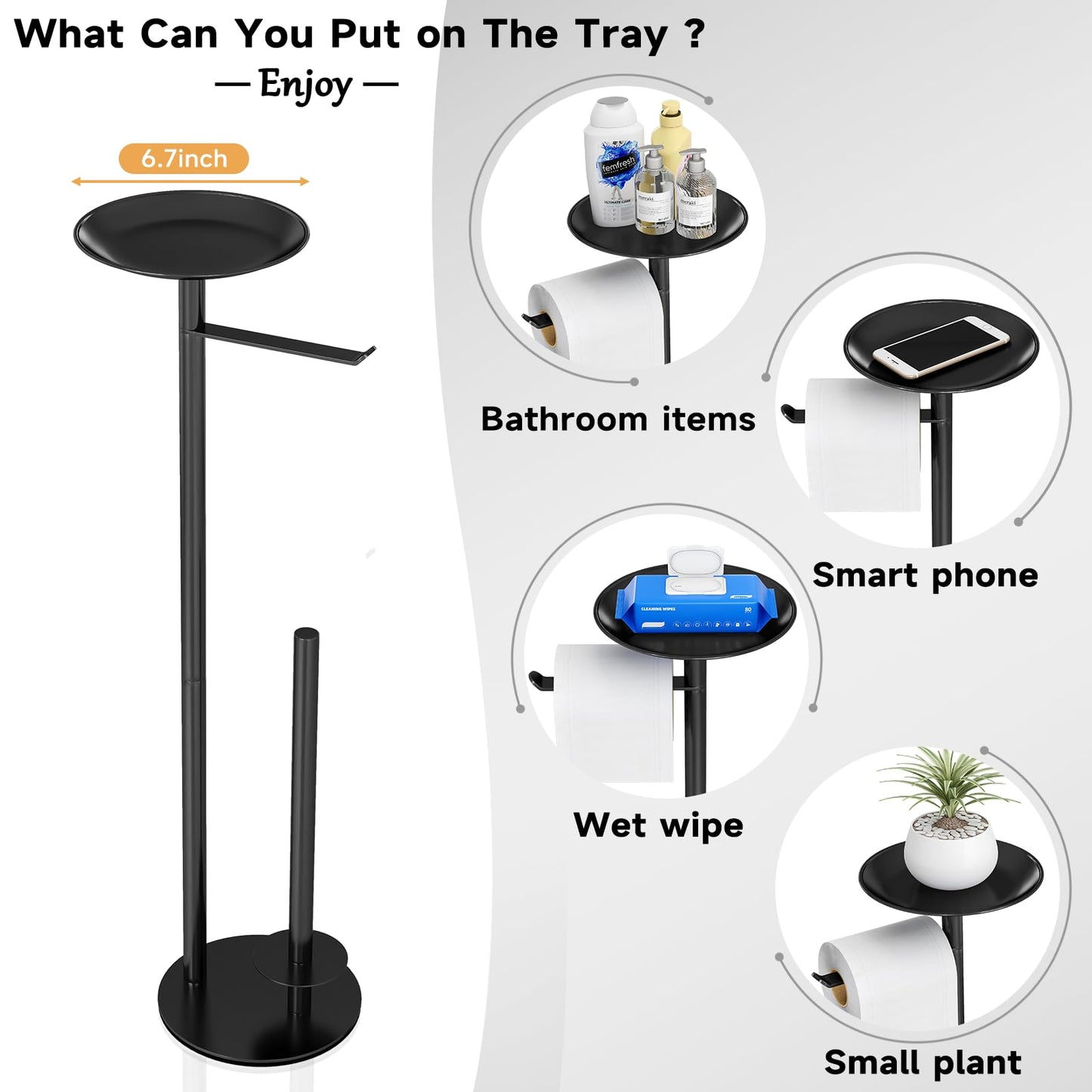Free Standing Toilet Paper Holder with Shelf