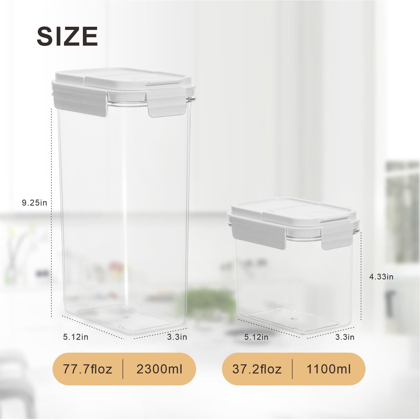 XhOSLAnd Cereal Storage Container Set (Flip Top) BPA Free PET Material, Reusable, Pantry Organizer, Food Portion Container (Set of 4, 2 Large, 2 Small)
