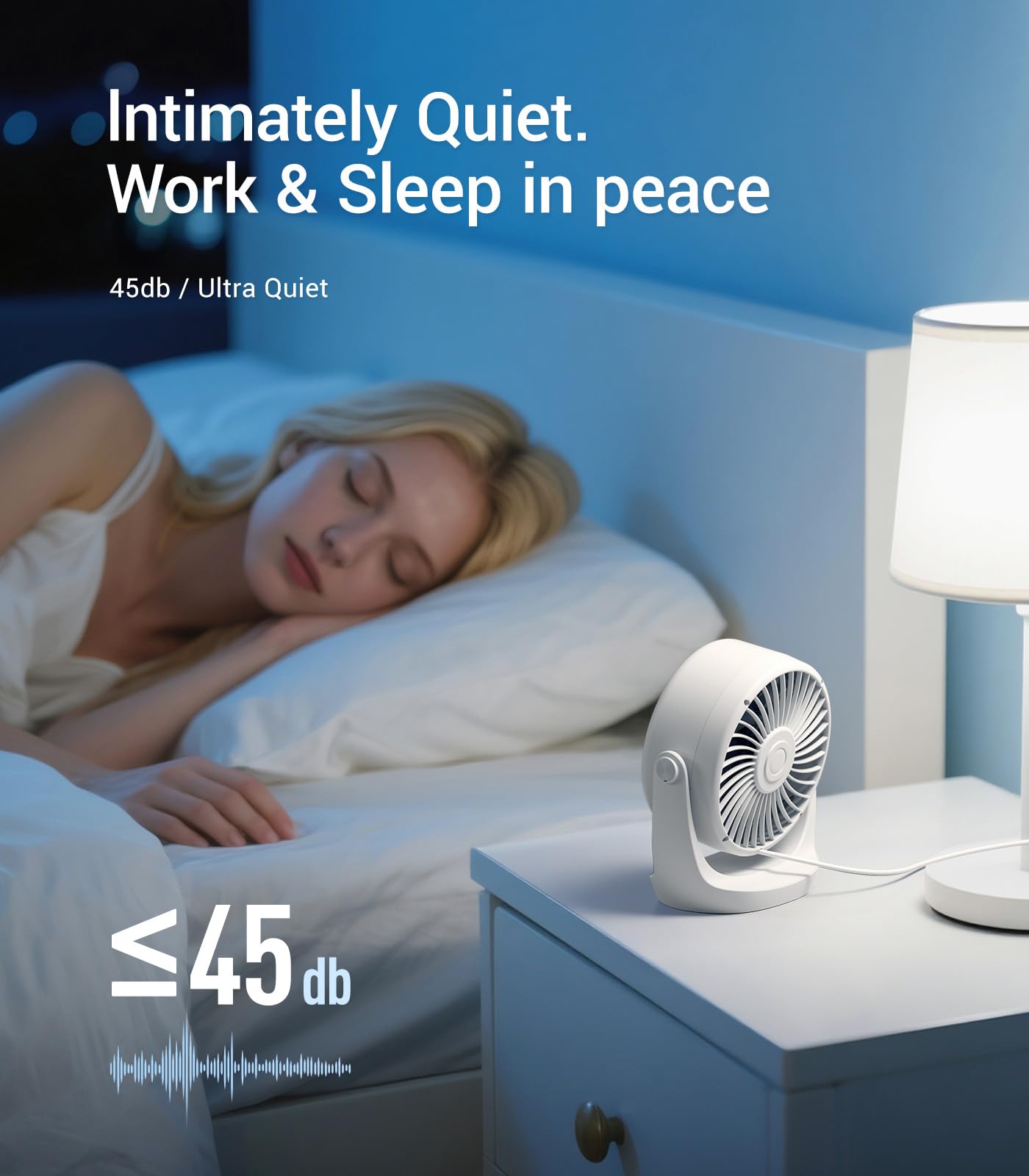 Ultra-Quiet Mini Desk Fan with LED Display
