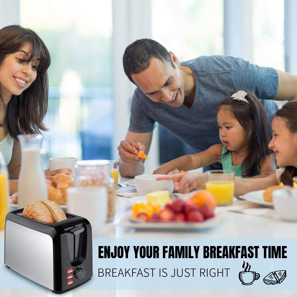 Toaster 2 Slice Stainless Steel Toaster Two Slice Toaster with Removable Crumb Tray Toaster Wide Slot Toasters 2 Slice Best Rated Prime with 7 Bread Shade Settings and Bagel, Defrost, Cancel Function