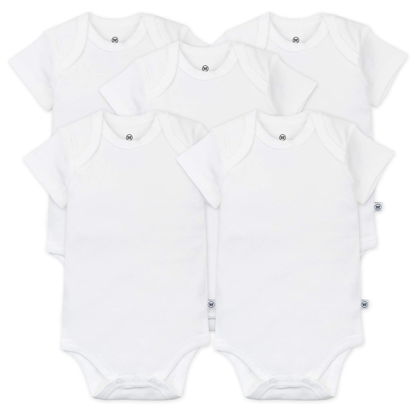 HonestBaby Baby Girls Organic Cotton Short Sleeve Bodysuits Multipack And Toddler T-Shirt Set, 5-pack Bright White, 6-9 Months US