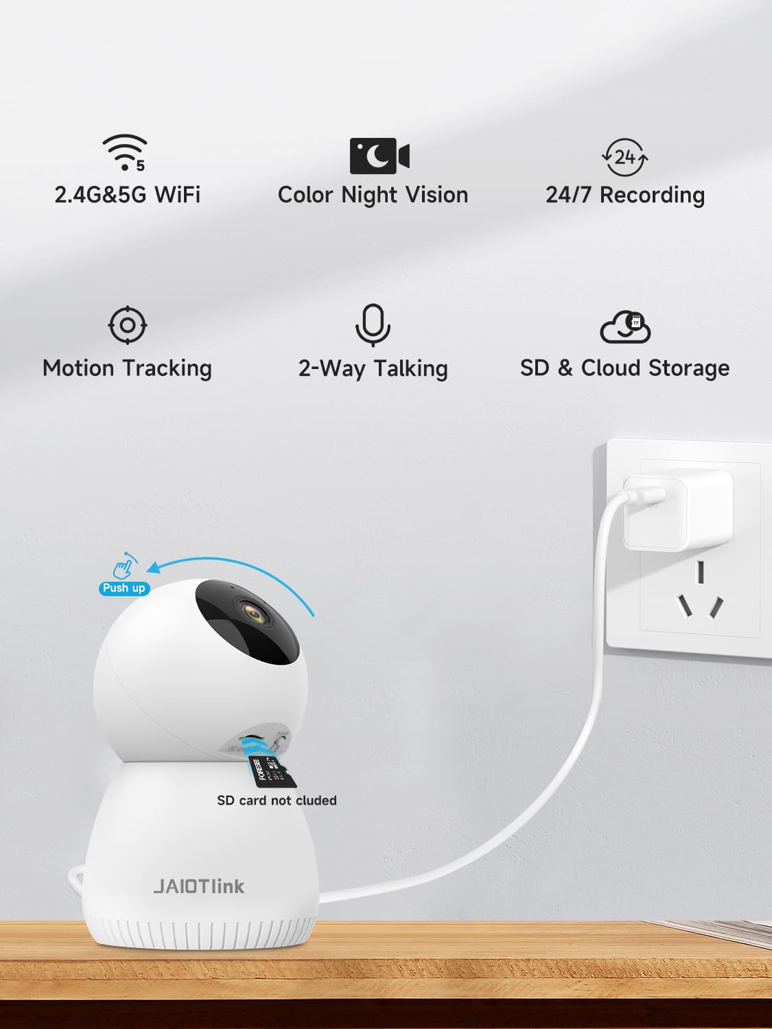 JAIOTlink 2K Indoor Security Camera with Night Vision
