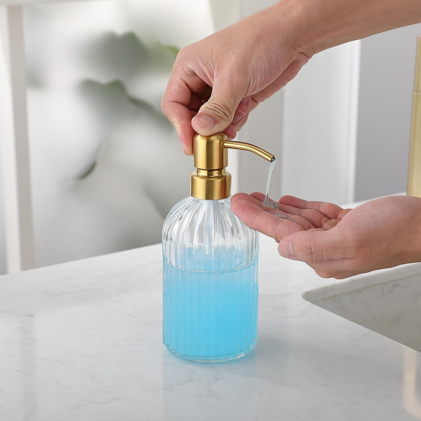 Gold Glass Soap Dispenser with Antique Design