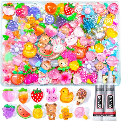 100 Count Flatback Resin Charms Kit with Glue
