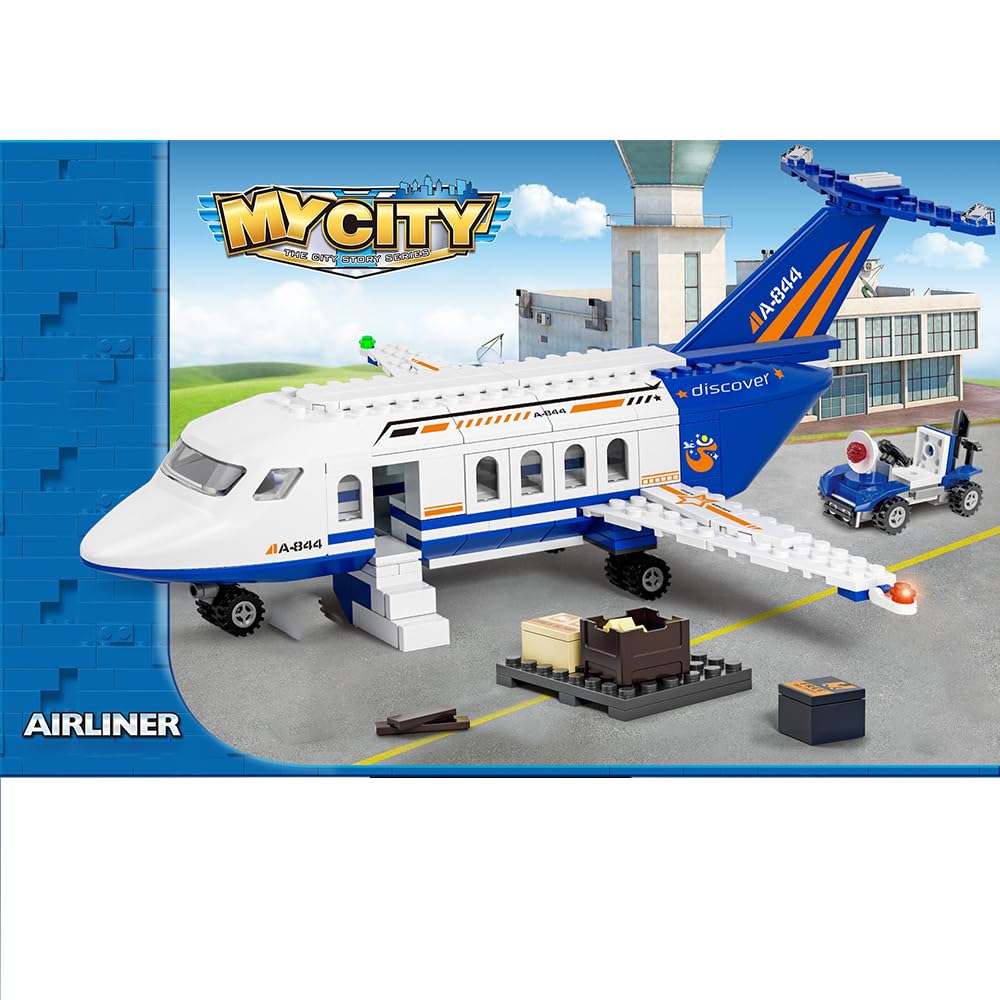 Airplane Building Set with Trailer and Truck