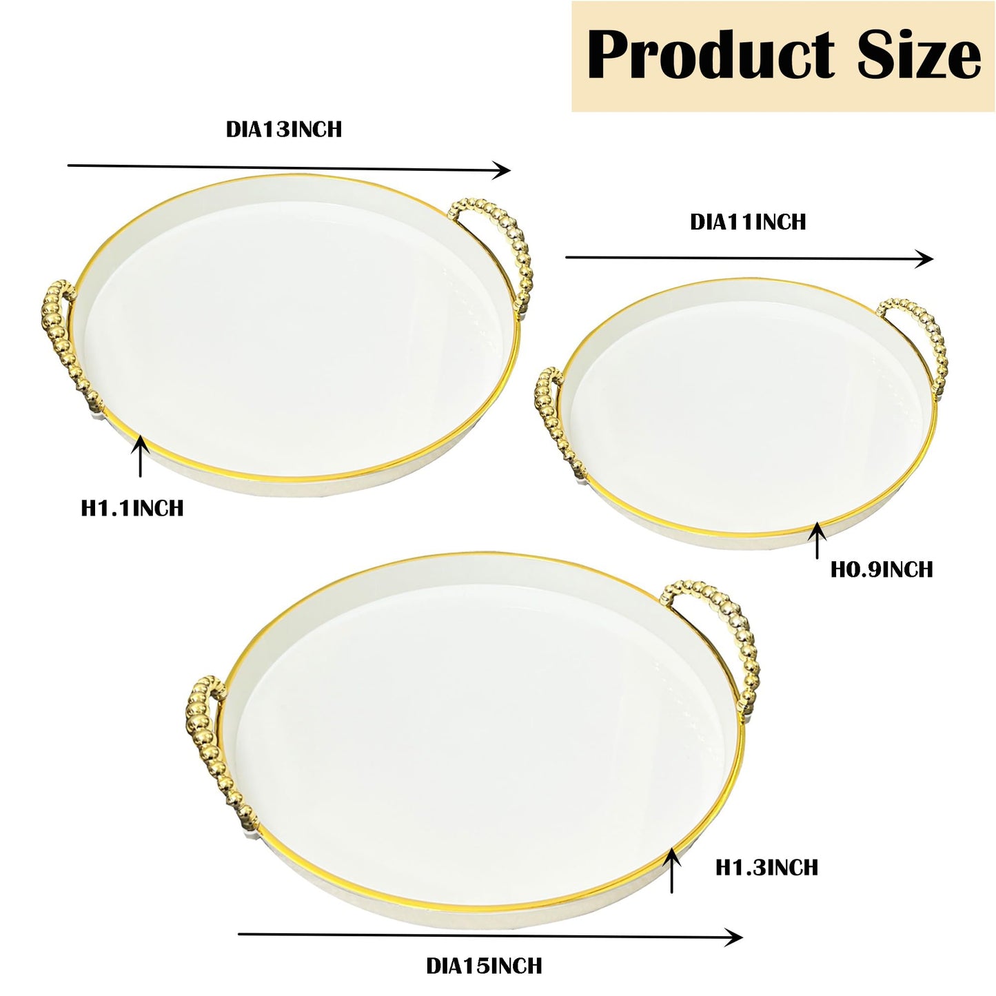 Round Decorative Serving Trays Set of 3
