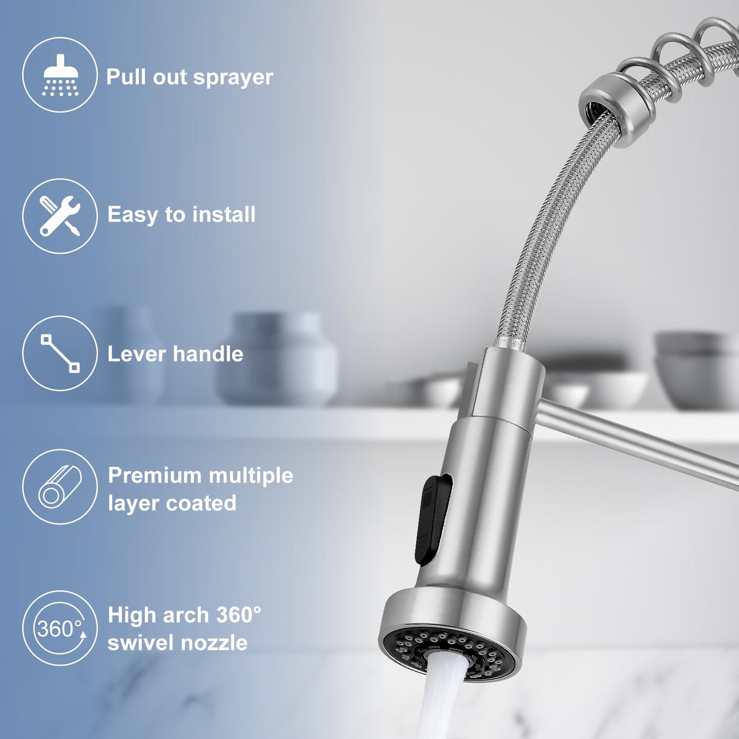 Pull Down Kitchen Faucet with Sprayer by DJS