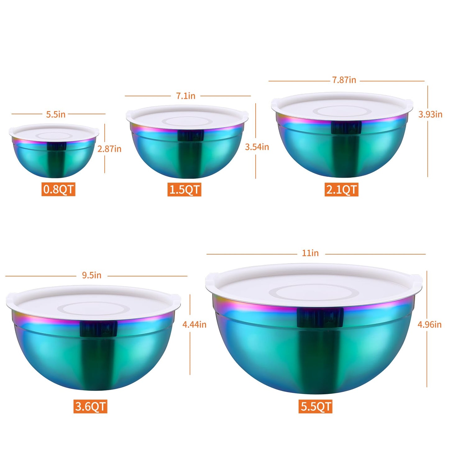 5-Piece Stainless Steel Nesting Mixing Bowls Set