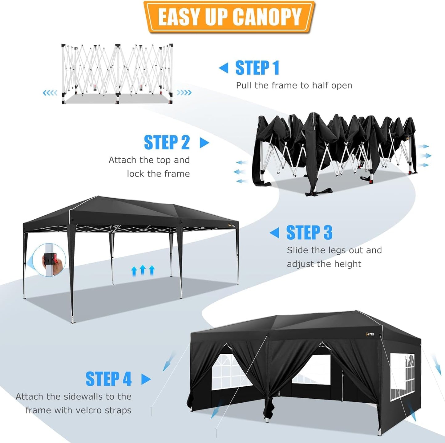 10x20 Pop Up Canopy Tent with Sidewalls
