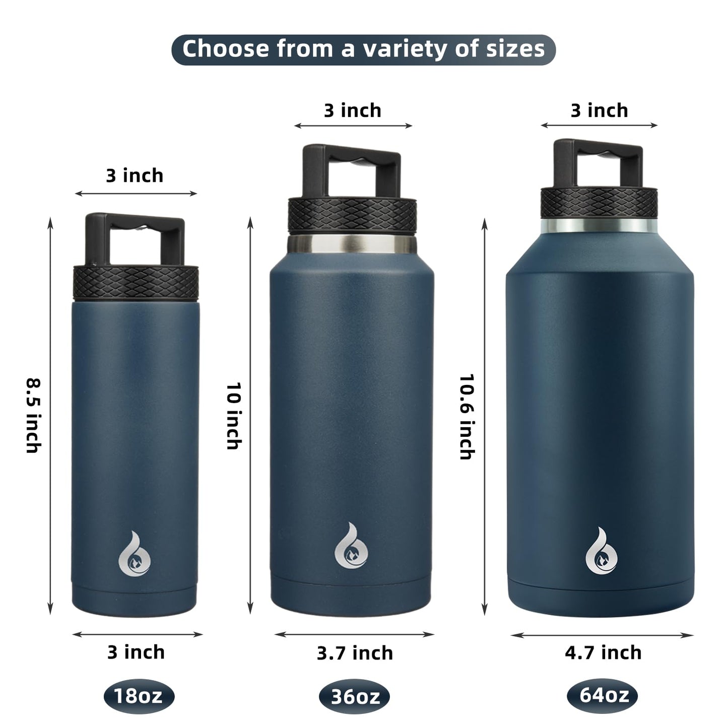 18 oz Insulated Water Bottle, Leakproof Thermos