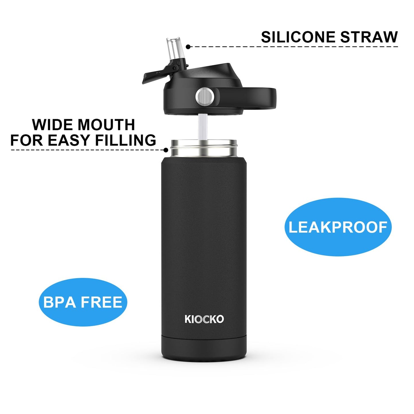 18oz Insulated Kids Water Bottle with Straw