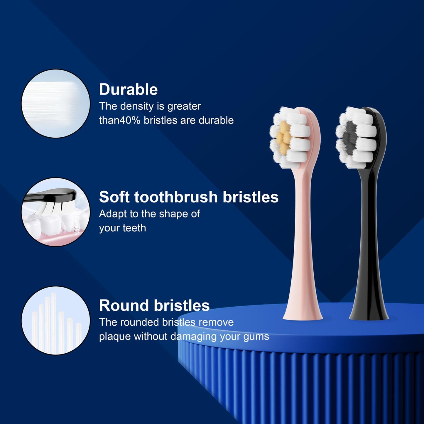 Aneebart Black & Pink Electric Toothbrush for Adults, 2 Pack Toothbrush,USB Rechargeable Sonic Toothbrush with 12 Brush Heads, Smart Timer, 6 Modes, 2-Hour Fast Charge Last 30 Days