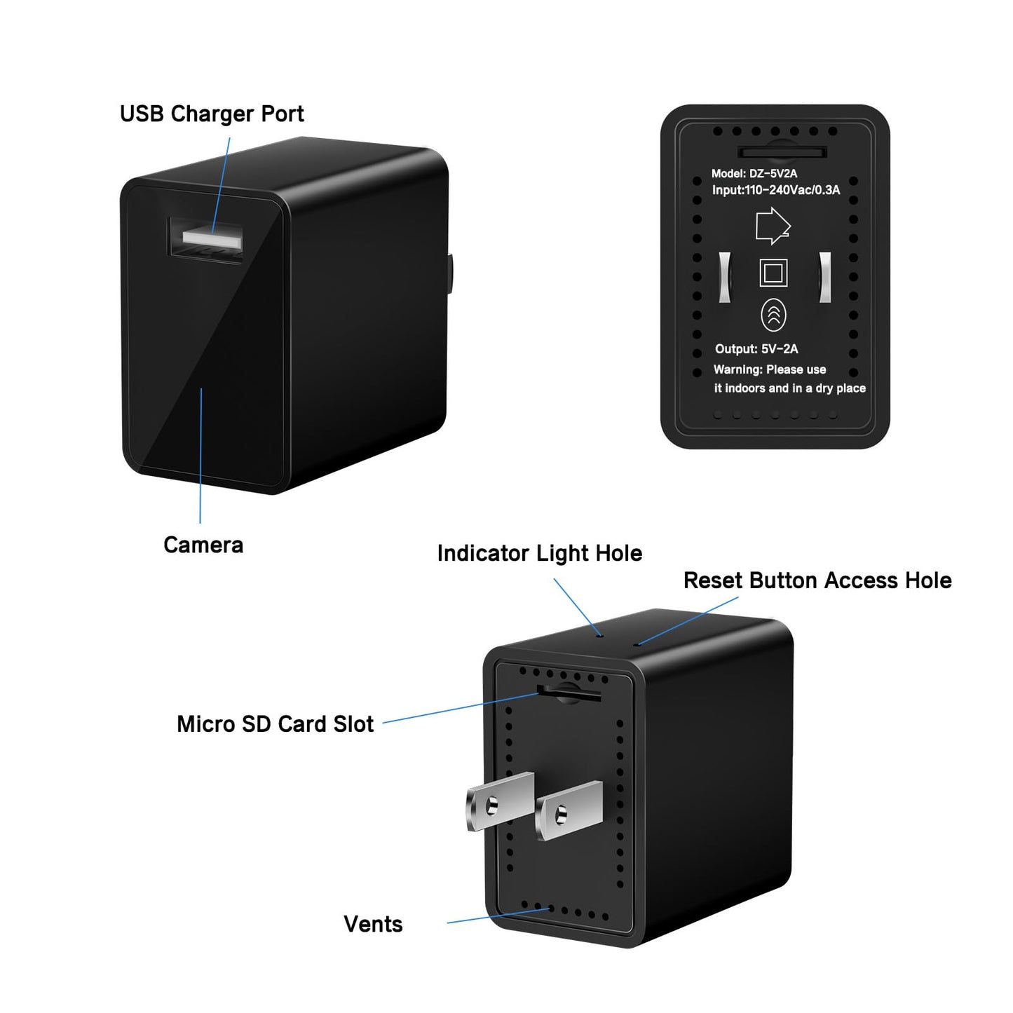 Hidden Camera USB Charger - Full HD Nanny Cam