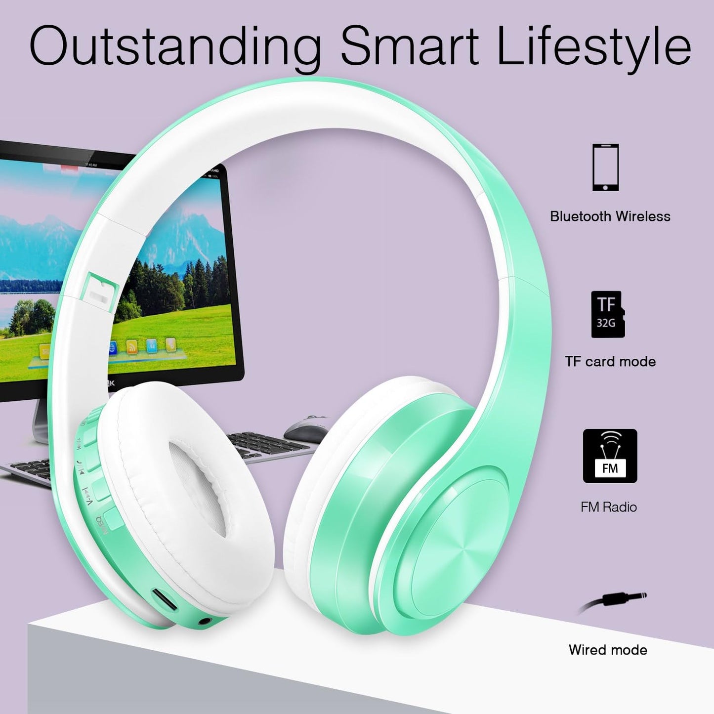 Bluetooth Over-Ear Headphones with FM & Micro SD