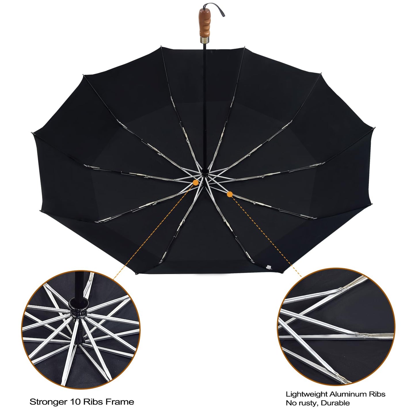 Lejorain 54" Windproof Golf Umbrella with Canopy