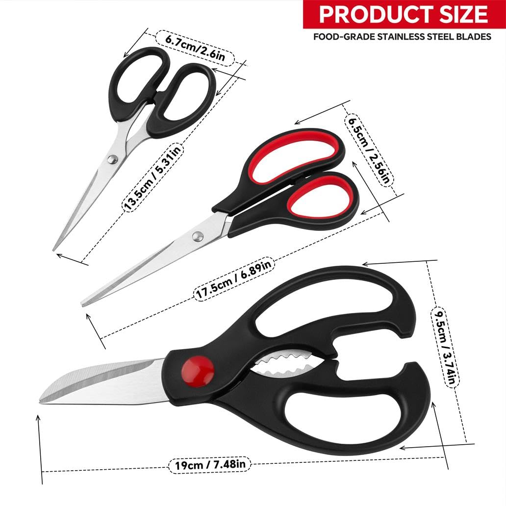 All-Purpose Kitchen Scissors Set - 3 Pack