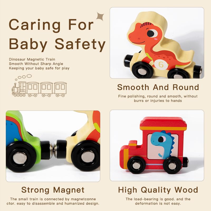 Magnetic Wooden Train Set for Toddlers