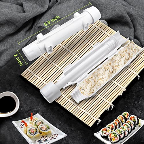 29 PCS Sushi Making Kit,DIY All In One Sushi Bazooka Maker with Bamboo Sushi Mat,Bamboo Chopsticks,Spreader, Sushi Knife,Cotton Bag,Sauce Dishes,Perfect for Beginners and Professionals