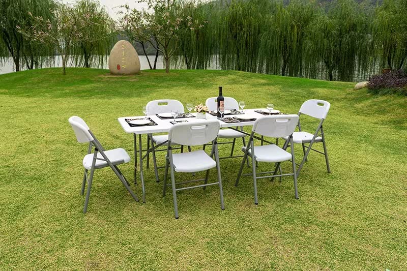 Elevon Portable Utility Camping Crafting Folding Table, 6 Feet, White