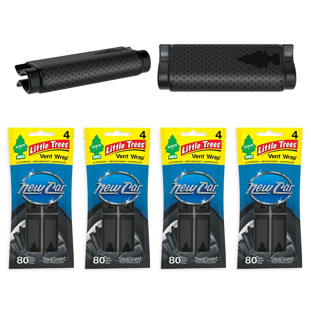 LITTLE TREES Car Air Freshener. Vent Wrap Provides Long-Lasting Scent, Slip on Vent Blade. New Car, 16 Air Fresheners, 4 Count (Pack of 4)