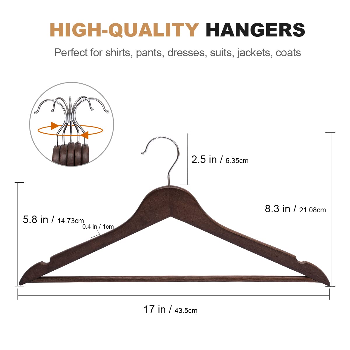 ELONG HOME Wooden Suit Hangers 30 Pack