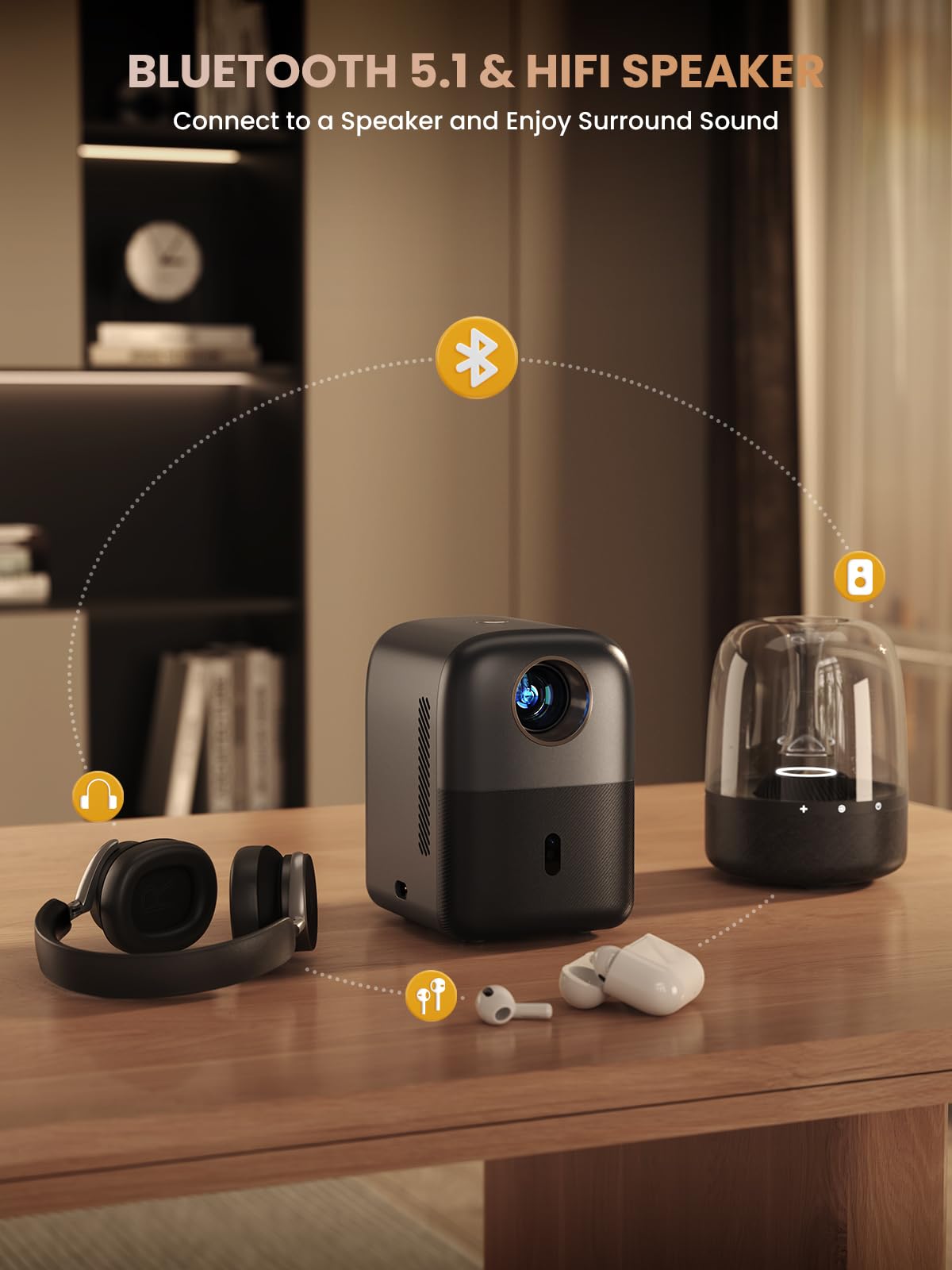 GROVIEW Mini Projector Bluetooth