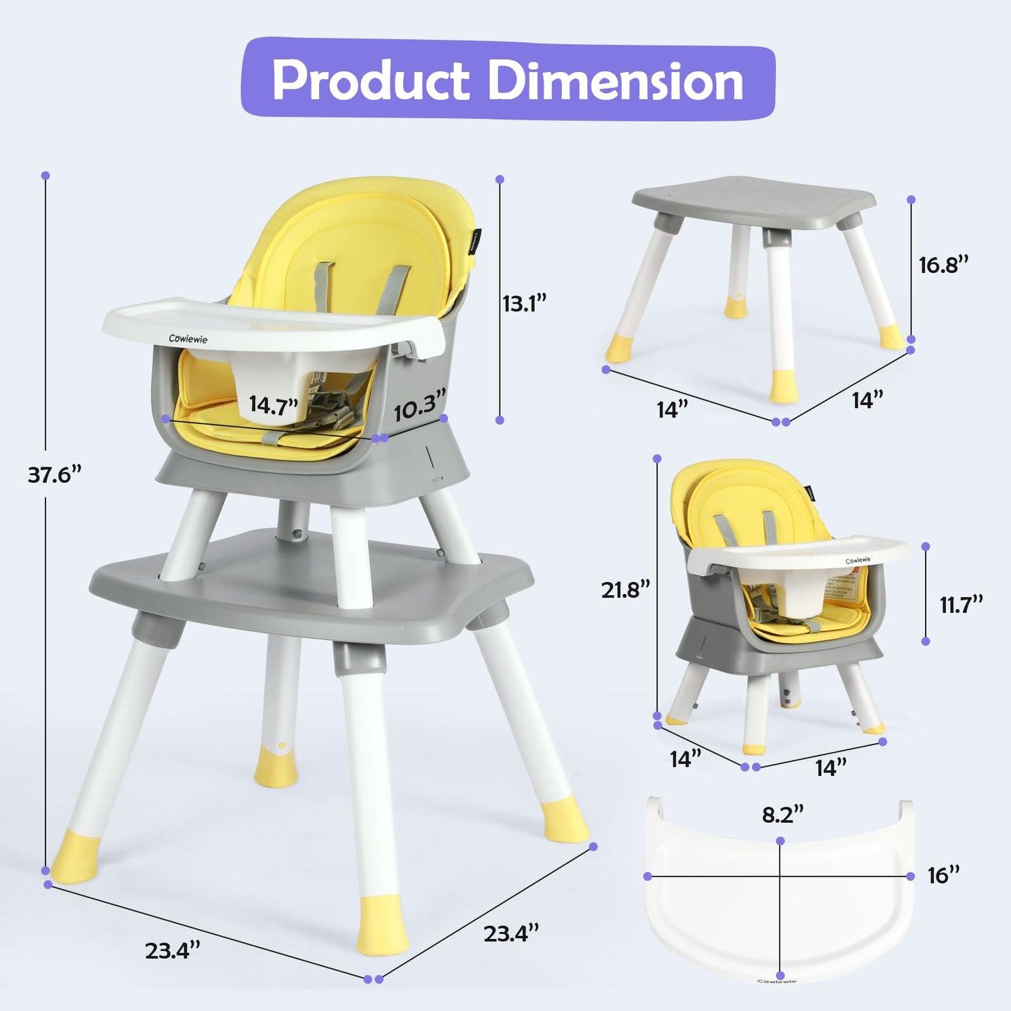 Cowiewie 8-in-1 Baby High Chair and Table Set