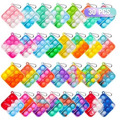 30 Pack Mini Pop Fidget Keychain Toys
