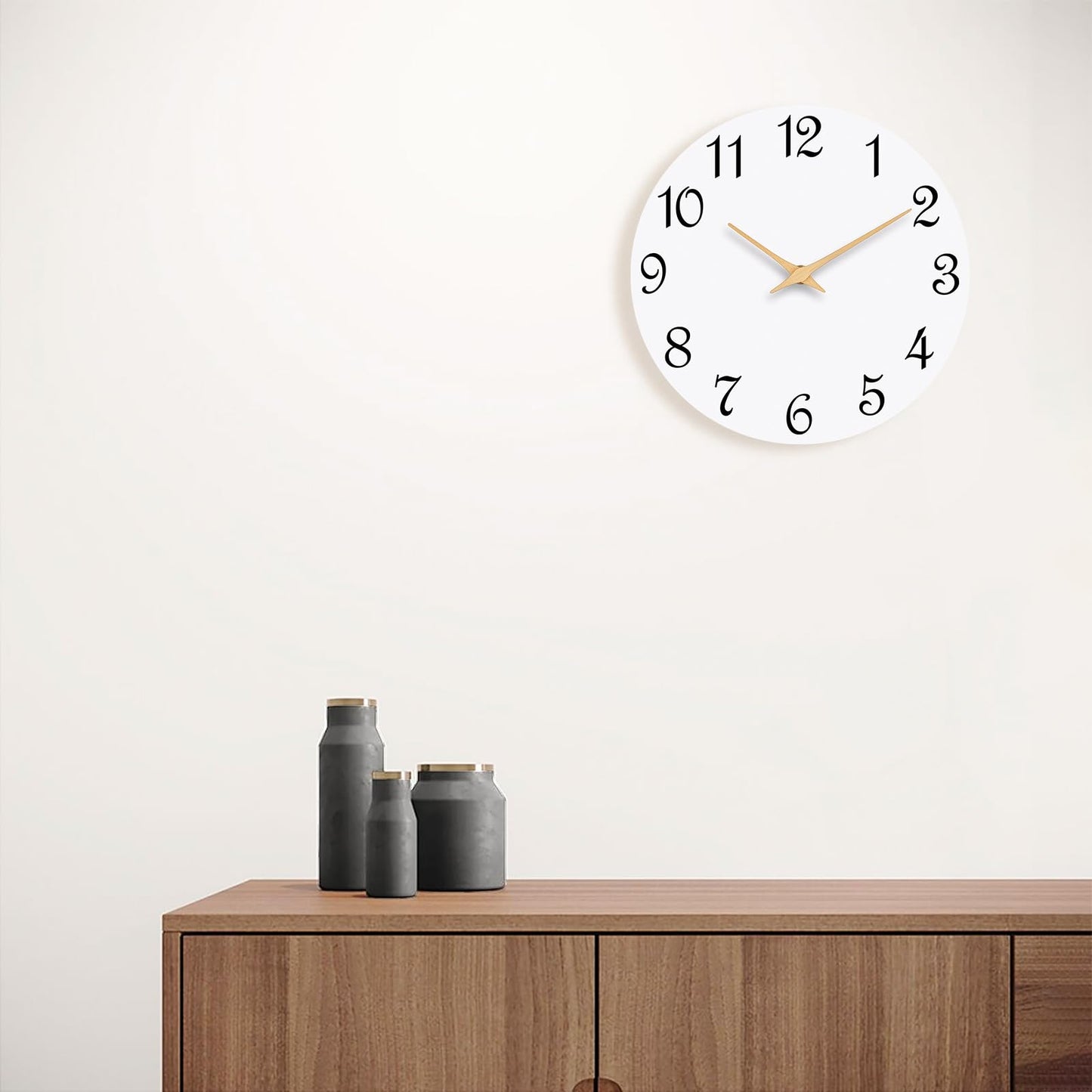 8 Inch Silent Non-Ticking Wall Clock - White