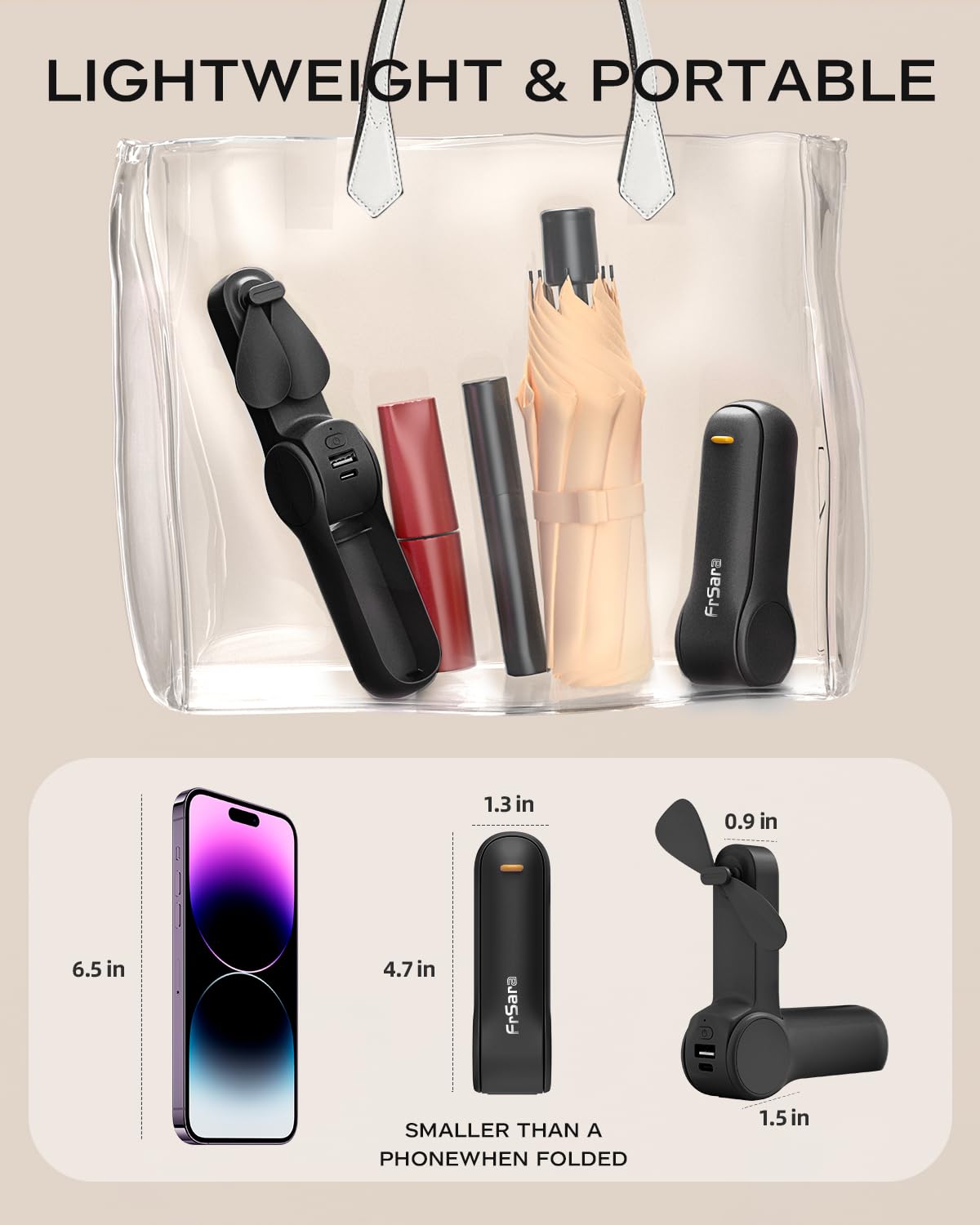 Portable USB Handheld Fan with Power Bank