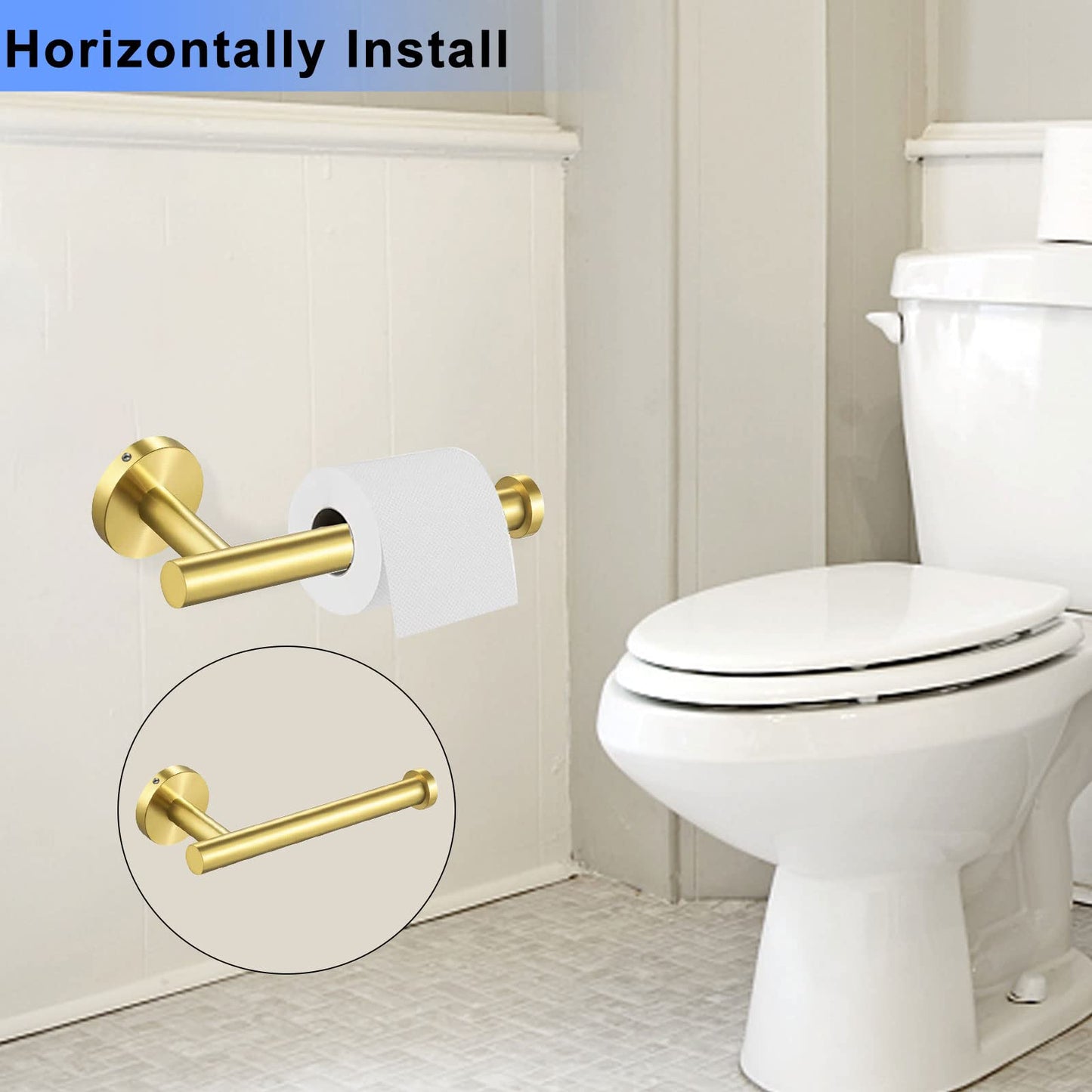 Cilee Gold Toilet Paper Holder,Bathroom Tissue Holder Paper Roll,SUS304 Stainless Steel Toilet Roll Holder for Bathroom, Kitchen, Washroom Wall Mount