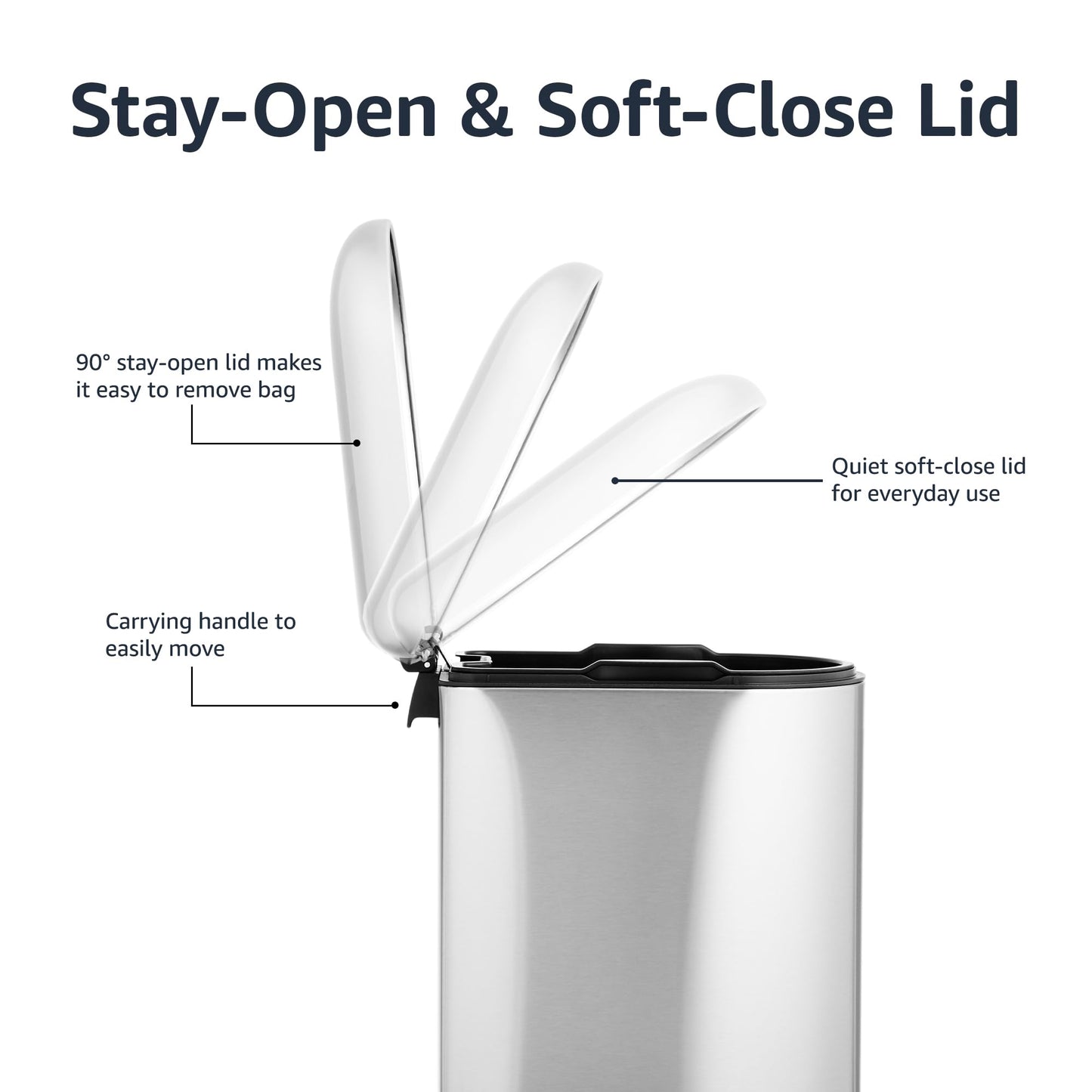 10L Amazon Basics D-Shaped Trash Can with Lid