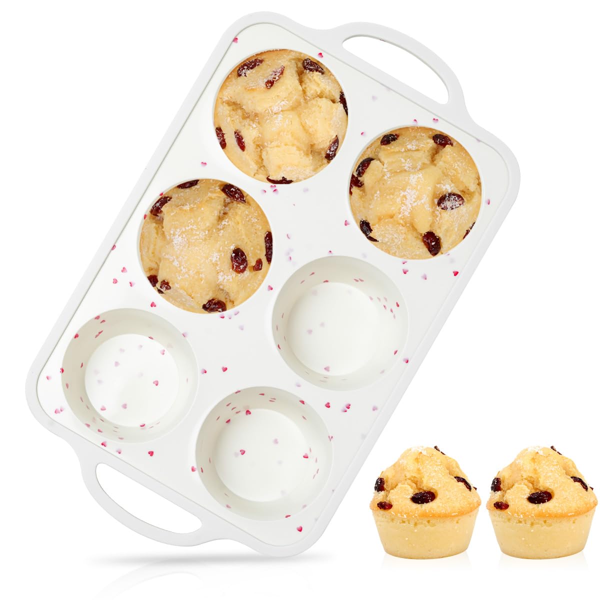 6-Cup Jumbo Size NonStick Silicone Muffin Pan for Baking with Metal Reinforced Frame BPA Free Silicone Jumbo Cupcake Pan for Oven Dishwasher Safe