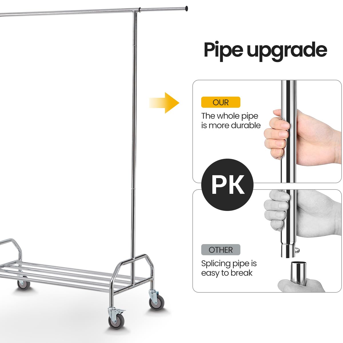 Heavy Duty Adjustable Clothing Rack on Wheels